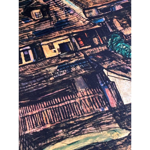 Mid-Century Modern Egon Schiele Lithograph, #‘Ed Ltd. Ed. “Houses in Krumau” For Sale - Image 3 of 4