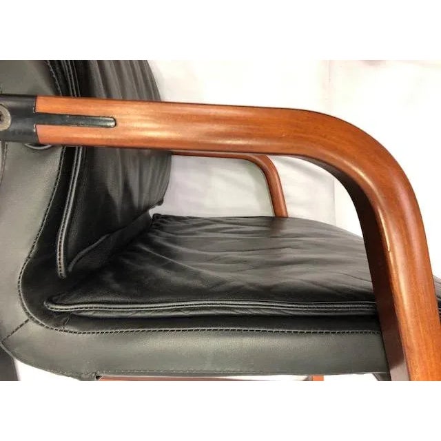 1980s Vecta Leather Cantilever Chairs - A Pair For Sale - Image 5 of 7