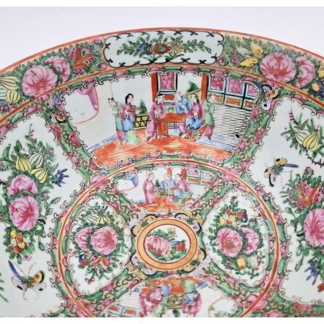 Ceramic Rose Medallion Large Bowl, 19th C. China For Sale - Image 7 of 10