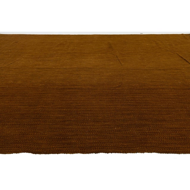 2020s Contemporary Earth-Tone Flatweave Kilim Wool Area Rug 10x16 For Sale - Image 5 of 11