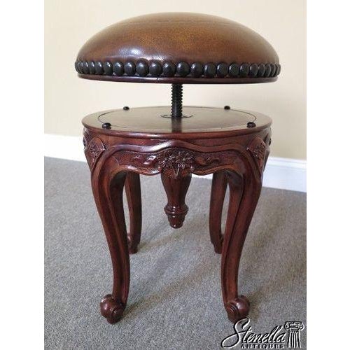 Theodore Alexander 4400-018 Round Leather Seat French Stool For Sale - Image 9 of 10