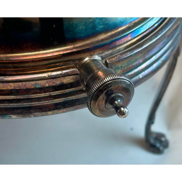 Early 20th Century Roll-Over Roll-Top English Silver Plate Dome Serving Dish Paw Feet Monogram For Sale - Image 9 of 12