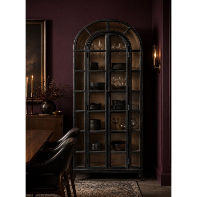 Black Vaughn Arched Black Elm & Glass Bookcase For Sale - Image 8 of 8