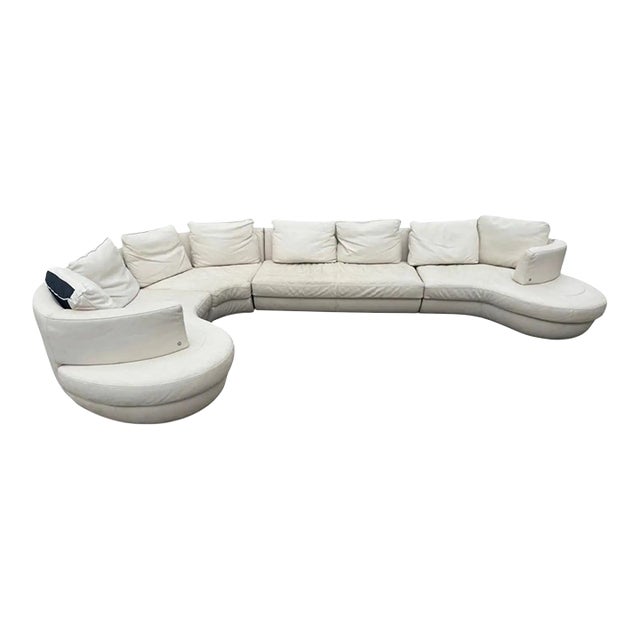 Natuzzi Rondo Curved Modular Italian Leather Sectional Sofa For Sale