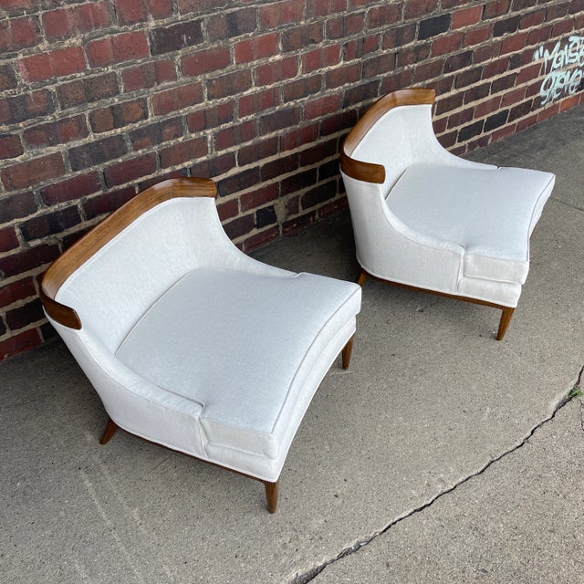 Tomlinson Sophisticate Slipper Chairs Refinished and Reupholstered in Crypton Fabric For Sale - Image 12 of 13
