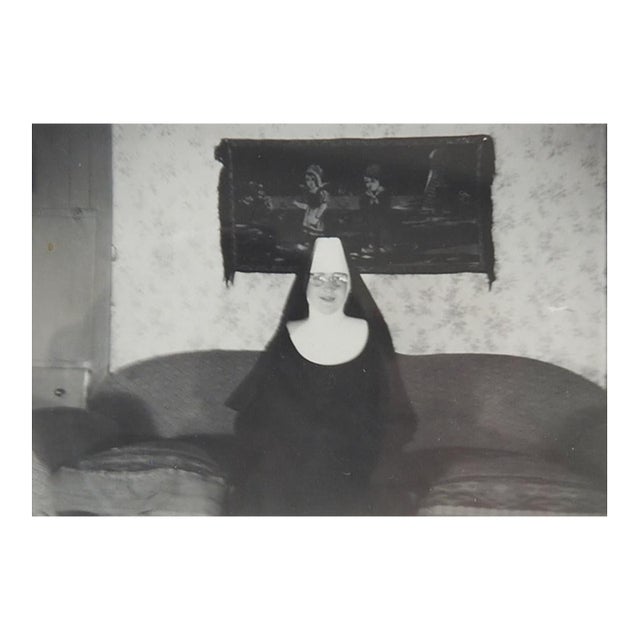 1950s Vernacular Snapshot Photograph Nun on Sofa For Sale