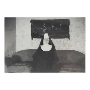 1950s Vernacular Snapshot Photograph Nun on Sofa
