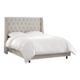 Velvet Light Grey Queen Nail Button Tufted Wingback Bed For Sale
