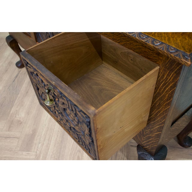 Vintage Jacobean Oak Carved Cabinet Dresser, 1980s For Sale - Image 11 of 13