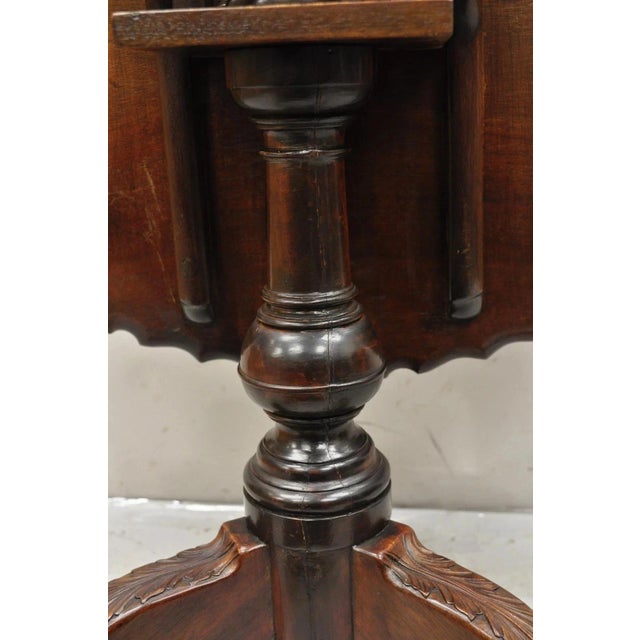 Antique Georgian Chippendale Pie Crust Mahogany Ball and Claw Tilt Top Table For Sale - Image 10 of 12