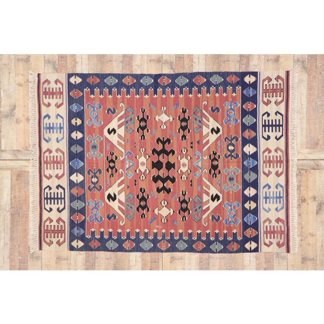 Red Vintage Persian Bijar Kilim Rug - 05'06 X 07'10 For Sale - Image 8 of 8
