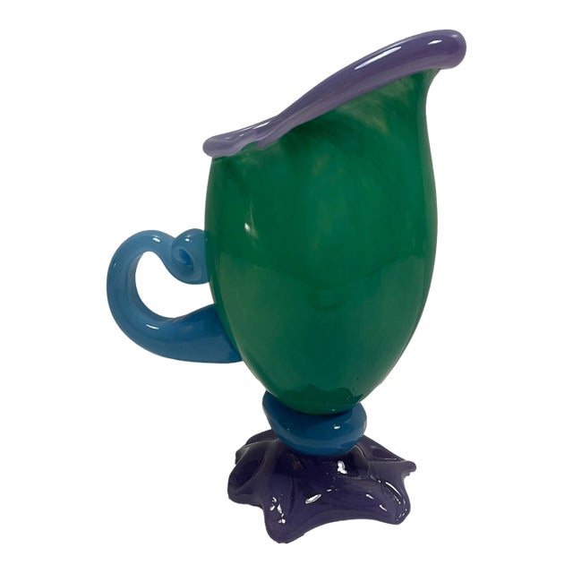 1990s Art Glass Pitcher by Arien For Sale