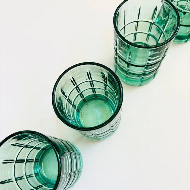 Mid 20th Century Gridded Tumblers - Set of 4 - Anchor Hocking Tartan For Sale - Image 5 of 6