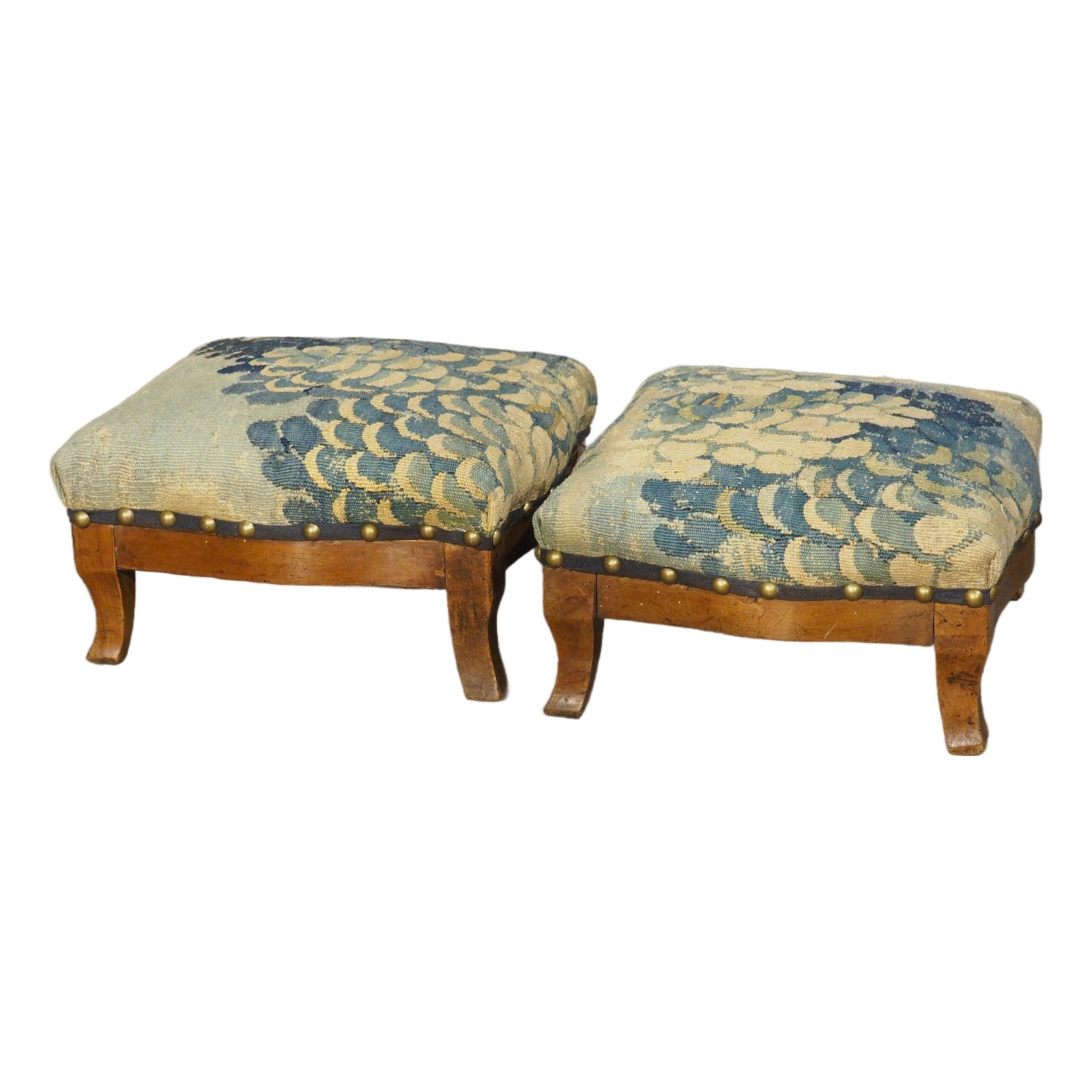 Pair of 19th Century French Louis Philippe Fruitwood and Tapestry Foot ...