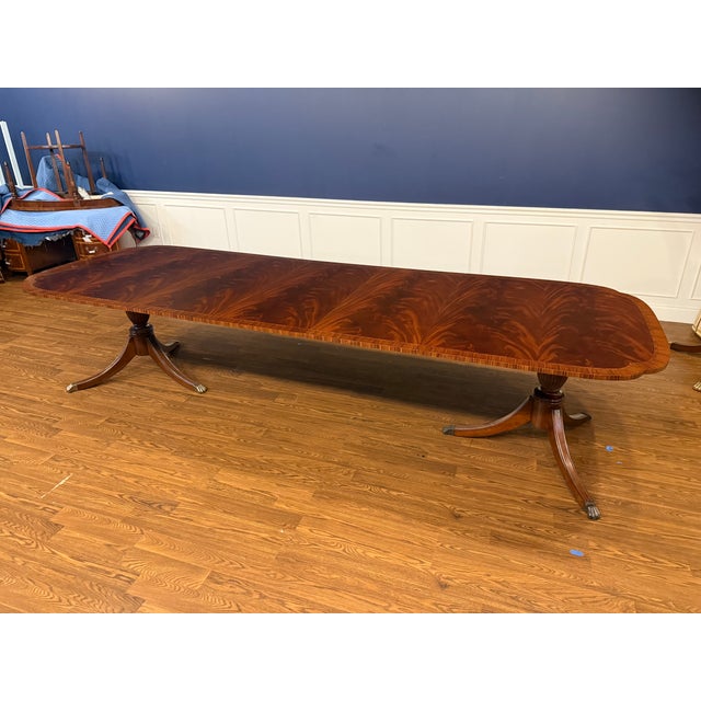 Leighton Hall Furniture Classic Scallop Cornered Mahogany Dining Table by Leighton Hall - Showroom Sample For Sale - Image 4 of 14