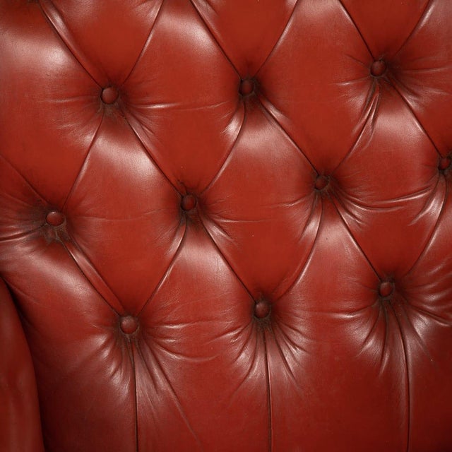 Animal Skin Set of English Leather Wing Back Armchairs, 1970s For Sale - Image 7 of 18