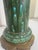 Vintage Mid Century Hollywood Regency Drip Glaze Ceramic Aqua, Brass & Gold Leaf Shaded Table Lamps, a Pair For Sale - Image 10 of 18