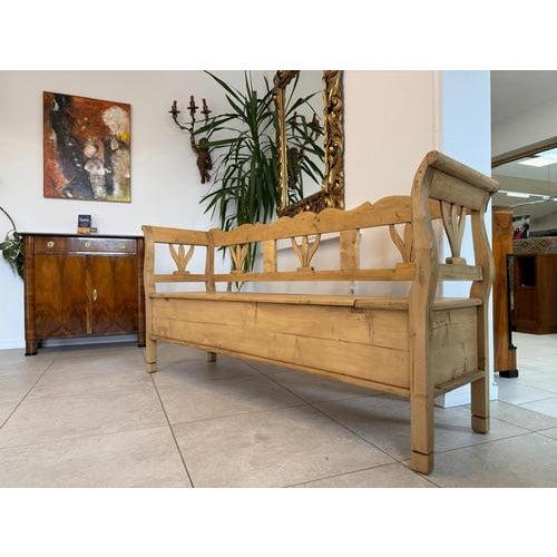 Farmhouse Chest Bench in Wood For Sale - Image 5 of 13