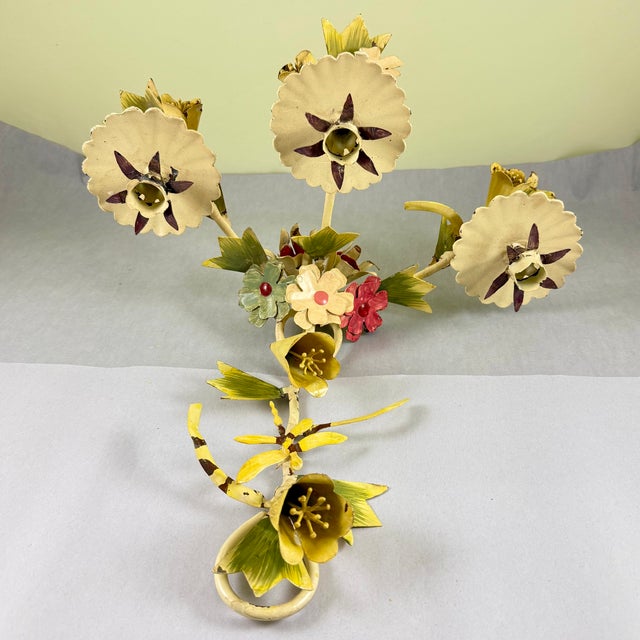 Italian Floral Tôle Peinte Candle Sconces, a Pair For Sale - Image 17 of 18