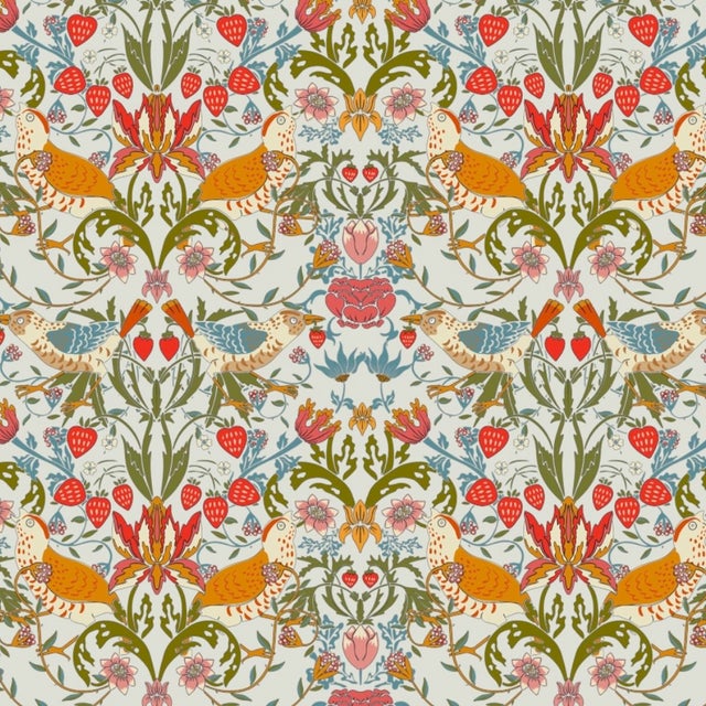 Strawberry Thief Wallpaper - Grey Sky - Sample For Sale