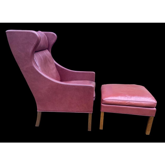 Set of Model 2204 Armchair and 2202 Footstool by Borge Mogensen For Sale - Image 4 of 6