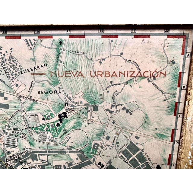 Original 1952 Mid-Century City Plan of Bilbao, Spain ‘Plano De Bilbao’ in Original Chippy Wood Frame For Sale In San Antonio - Image 6 of 11
