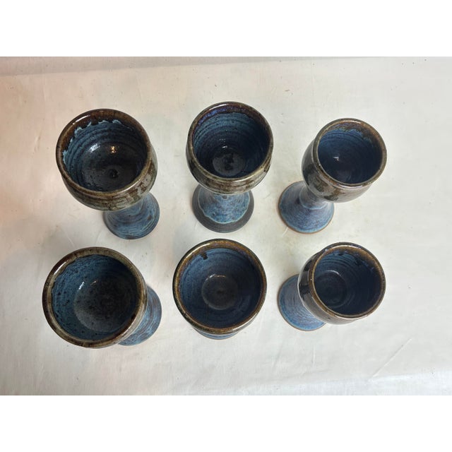 1970s Studio Pottery Wine Glasses- Set of 6 For Sale - Image 4 of 5