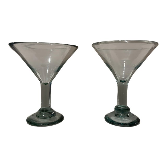 Handblown Martini Glass Set - 2 pcs For Sale