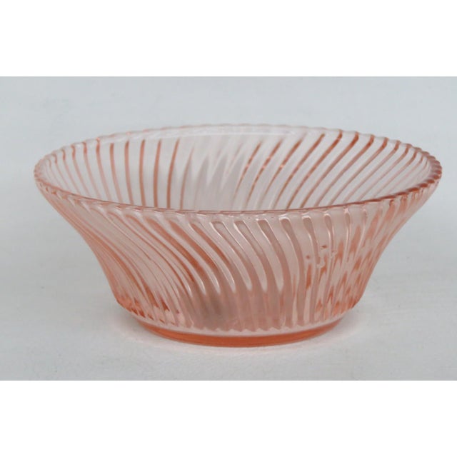 Glass Federal Glass Pink Depression Era Cereal Bowl Diana Swirl Optic Pattern 4942b For Sale - Image 7 of 11