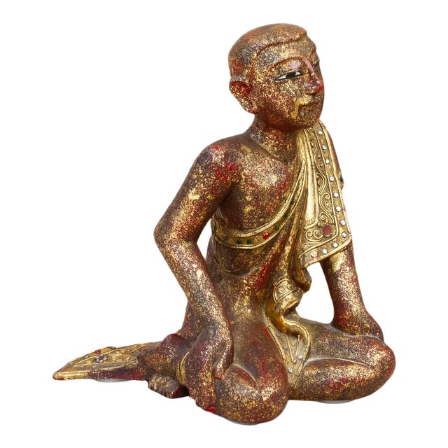 Burmese Sariputra Buddhist Statue For Sale