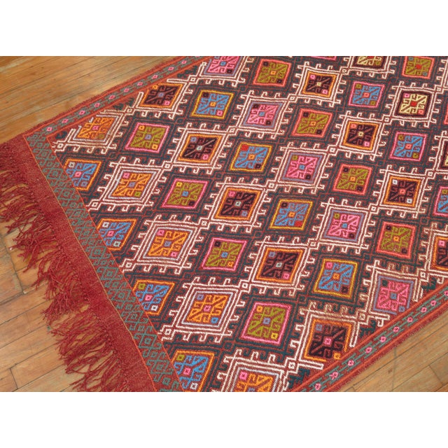 Mid-20th Century Colorful Turkish Jajim kilim Measures: 3'8'' x 6'9” With the Jijim weaving technique, different colored...