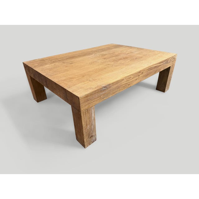 Andrianna Shamaris Minimalist Natural Teak Wood Coffee Table For Sale - Image 4 of 6
