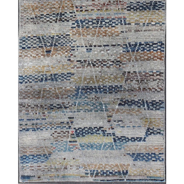 Multi Colored Diamond Afghan Modern Casual Gallery Rug Geometric Design 3'5 X 9'8 For Sale - Image 11 of 14