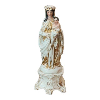 Antique French Vieux Paris Madonna and Child For Sale