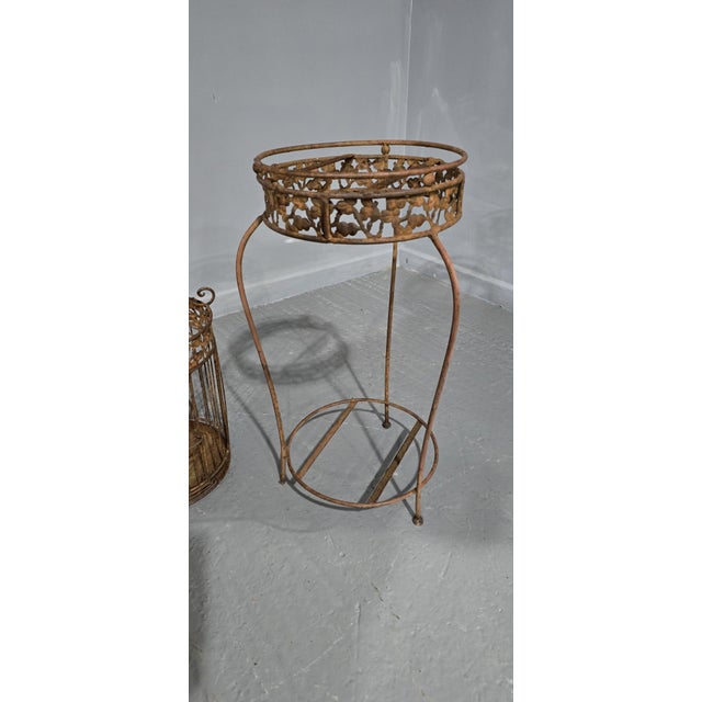 Victorian Cast Iron Bird Cage on Stand, 1880s For Sale - Image 4 of 8