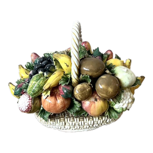 Vintage Italian Glazed Ceramic Fruit Basket