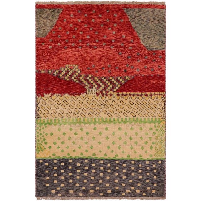 Contemporary Balochi Red/Gray Wool Rug - 3'2''x4'10'' For Sale - Image 11 of 11