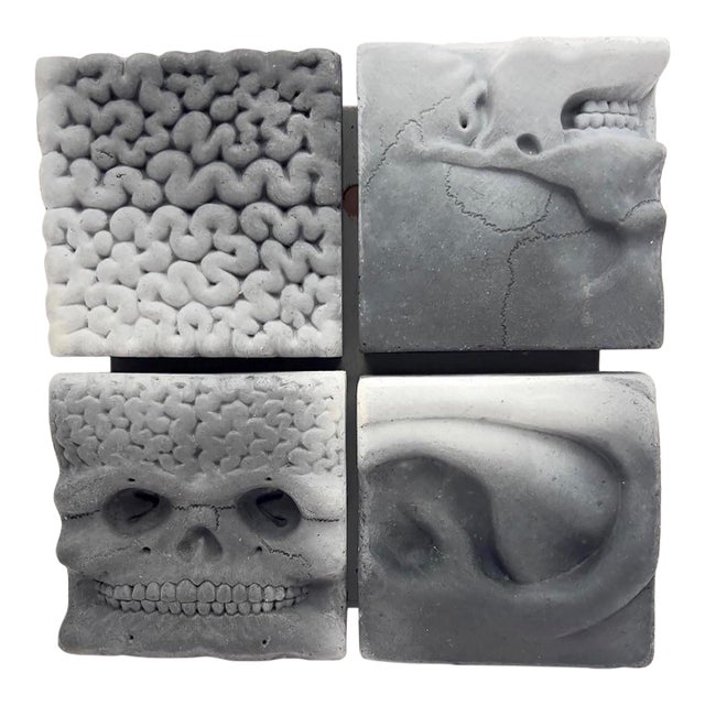 1990s Richard Notkin Ceramic Tile Group: Brain, Skull, Ear, and Skull Profile For Sale