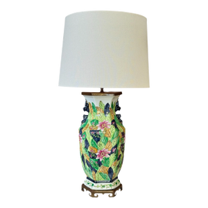 Mid-20th Century Hong Kong Porcelain Tobacco Leaf Table Lamp