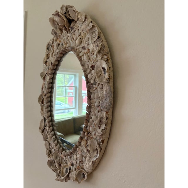 1980s Vintage Coastal Hand Made Seashell Grotto Mirror For Sale - Image 5 of 12