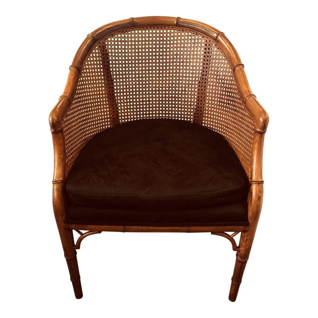 Vintage Mid Century Faux Bamboo and Cane Tub Chair Chairish