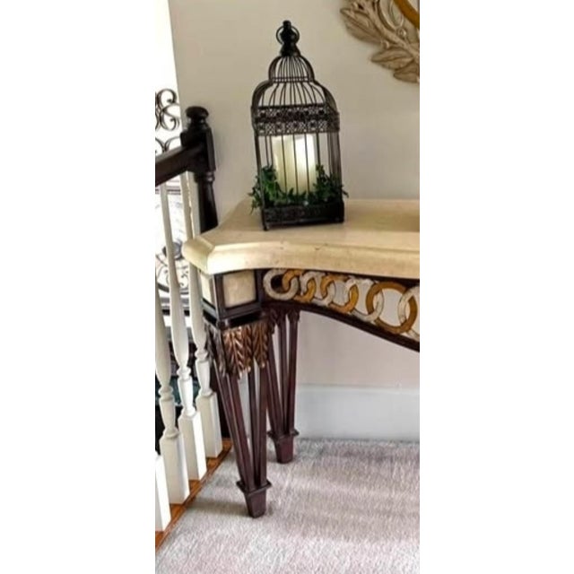 Neoclassical Rare Vintage Ardley Hall Neoclassical Style Stone Top Console Table For Sale - Image 3 of 5