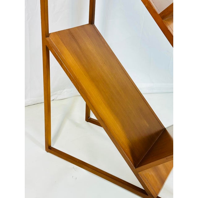 Danish Modern Geometric Wood Étagère Open Display Bookcase, Mid-Century Style For Sale - Image 9 of 17