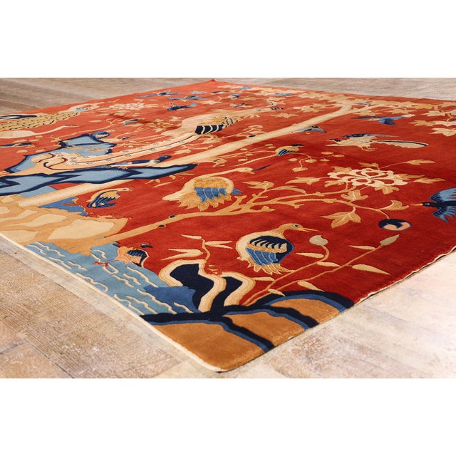 Red Vintage Chinese Pictorial Rug, 09'11 X 07'11 For Sale - Image 8 of 10