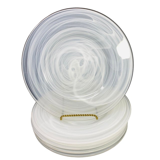 1990s 1990s Alabaster Glass Dinner & Salad Plates- Set of 10 For Sale - Image 5 of 9