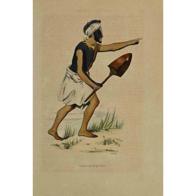 Guerrier de Tonga Tabou is a hand colored lithograph made by Auguste Wahlen in 1844. Good condition. The artwork belongs...