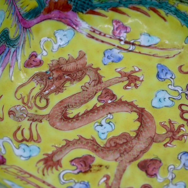 Antique Chinese Famille Rose Ruby Graviata Octagonal Dragon & Phoenix Bowl, Late Qing/Republic Era For Sale - Image 9 of 12