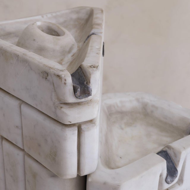An embodiment of sculptural fluidity, this two-piece Carrara marble fountain dates to the 1980s and evokes the aesthetic...