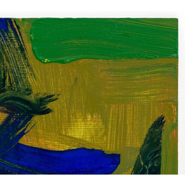 Contemporary Robert O'Meara Abstract Composition in Green Oil For Sale - Image 3 of 4