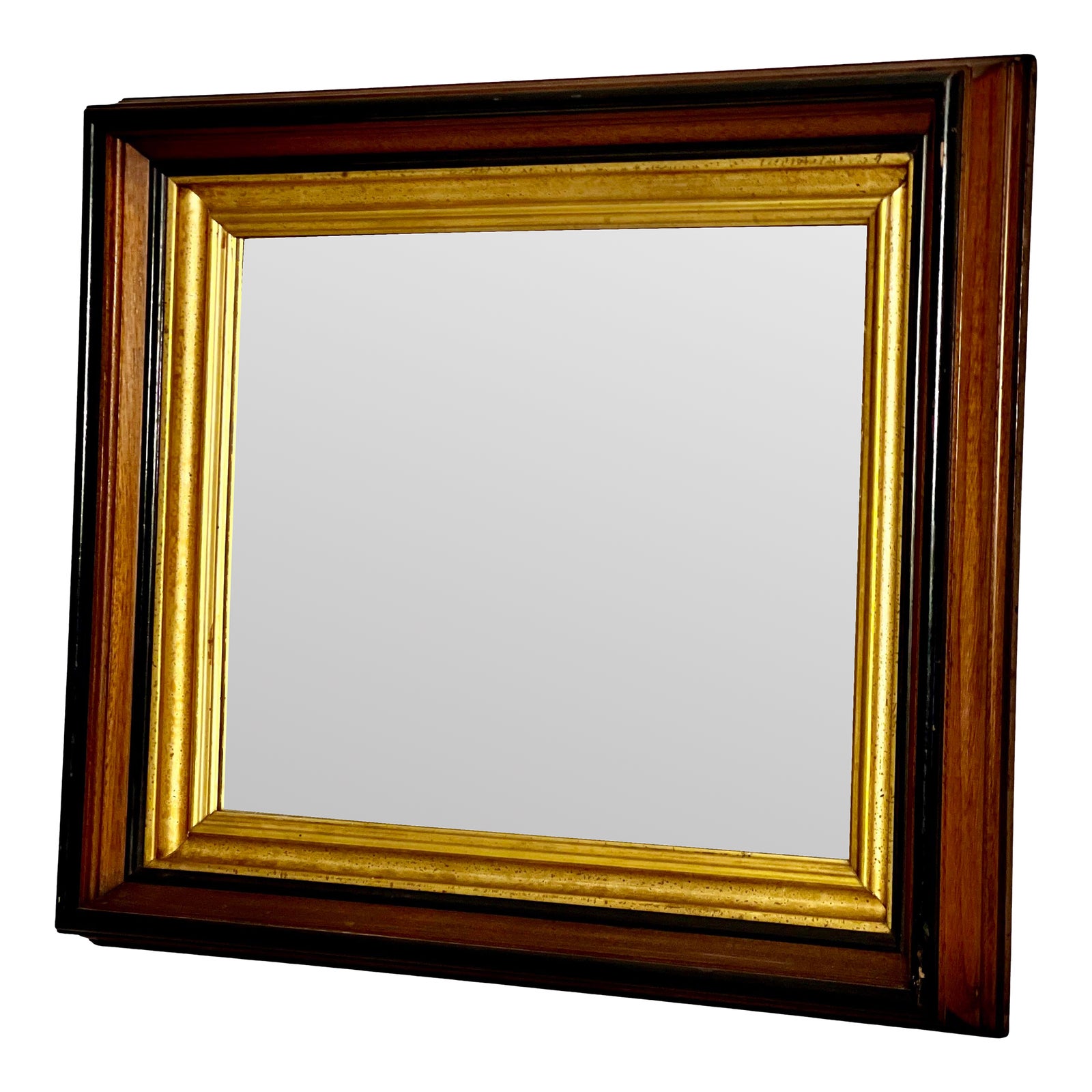 19th Century Victorian Parcel Gilt and Ebonized Walnut Mirror With